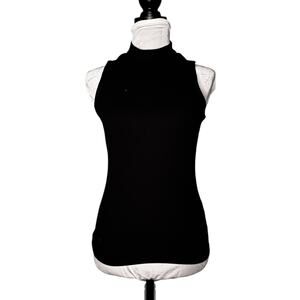 LNA Clothing Ribbed High Neck Sleeveless Top Black Size Medium